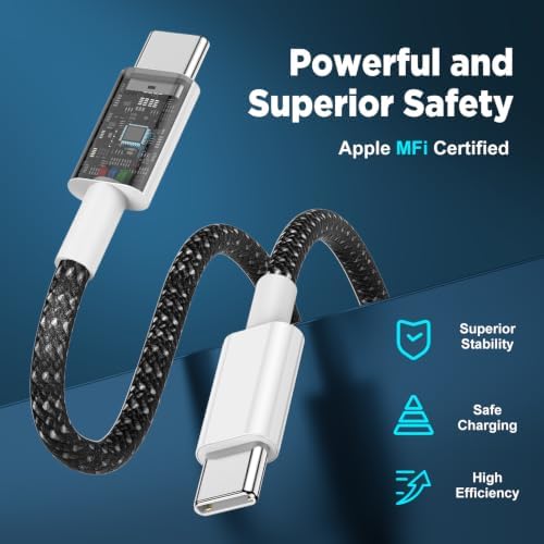 USB C to USB C Cable 6FT+10FT 2Pack 60W iPhone 17 16 15 Charger Cord Long Type C to C Cable Fast Charging for Apple iPhone 17 16 15/Pro/Pro Max/Plus/iPad Pro Air/MacBook/Air/Mini/Samsung Galaxy-Black - Image 4