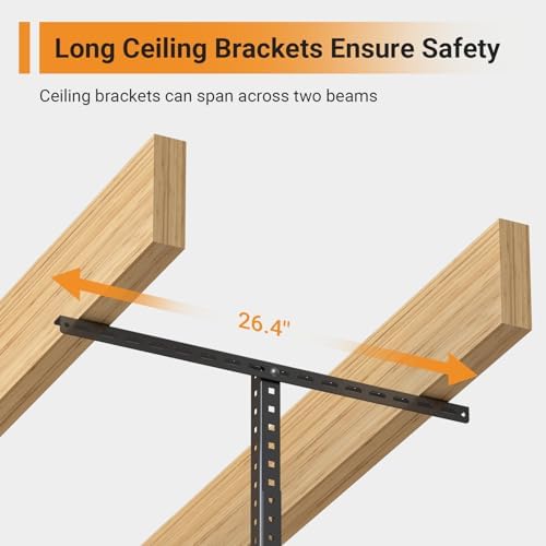 4x6ft Overhead Ceiling Garage Storage Rack, 450LBS Capacity, White - Image 3