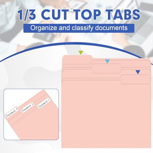 File Folder, HERKKA 30 Pack 1/3 Cut Tab File Folders, File Folders Great for Organizing and Filing, Letter Size, Pink - Image 3