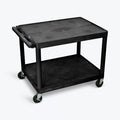 Ergode 32 x 24 2 Shelf Black Endura Presentation Cart 27" H-Heavy Duty Utility Cart for Audio/Visual Equipment-200 lbs. Capacity-Durable Molded Plastic Shelves-Ergonomic Push Handle by Ergode