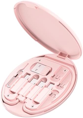 Multi USB Charging Adapter Cable Kit, USB C to iOS Adapter for Travel , Conversion Set USB & USB C to Male Micro /USB C/iOS Adapter, Data Transfer, Card Storage, Tray Eject Pin, Phone Holder (pink) - Image 2