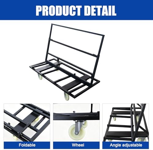 Folding Table Cart Dolly, 1800 LBS Heavy Duty Panel Truck with 4 Swivel Casters, Expandable Foldable Cart with Strap for Plywood, Plasterboard, Warehouse & Party Use - Image 3