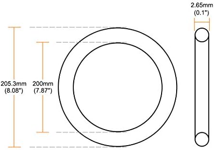 uxcell Nitrile Rubber O-Rings 205.3mm OD 200mm ID 2.65mm Width, Metric Nitrile Rubber Sealing Gasket, Pack of 1 - Image 3