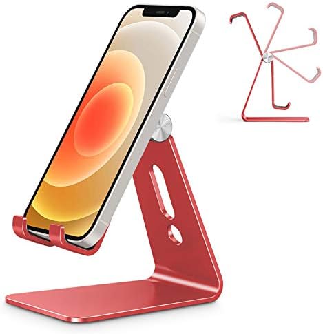 OMOTON C2 Adjustable Aluminum Cell Phone Stand with Charging Cutout, Red by OMOTON