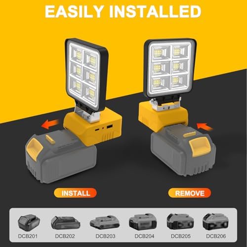 T-SUN LED Work Light Compatible with Dewalt 20V Battery, 52W 5200LM, 2 Pack - Image 6