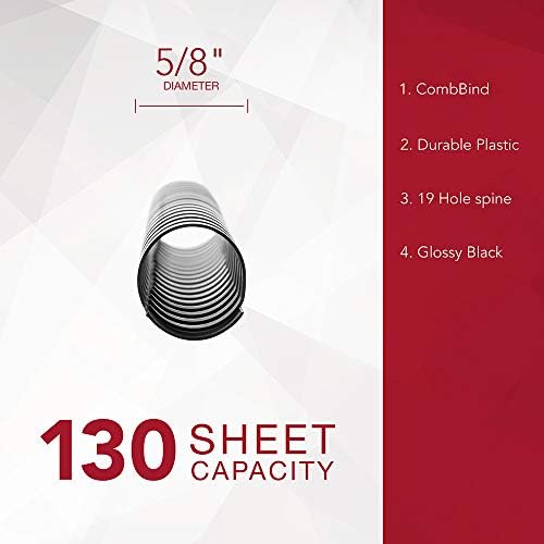 GBC Binding Spines / Spirals / Coils, 5/8" Diameter, 130 Sheet Capacity, CombBind, Black, 100 Pack (4000092) - Image 3