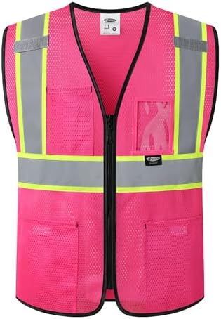 JKSafety Safety Vest for men women Hi Vis Vest with Pockets and Zipper High Visibility Construction Vests BX310 by JKSafety