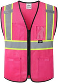 JKSafety Safety Vest for men women Hi Vis Vest with Pockets and Zipper High Visibility Construction Vests BX310 by JKSafety