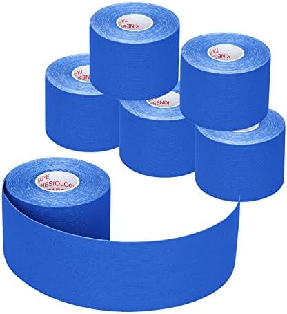 Kinesiology Tape Athletic Tape Sport Tape, Lychee Supports & Protects Muscles, Waterproof and Latex Free, Breathable Elastic for Sport Activity, No Precut (Dark Blue, 6 Rolls) by Lychee