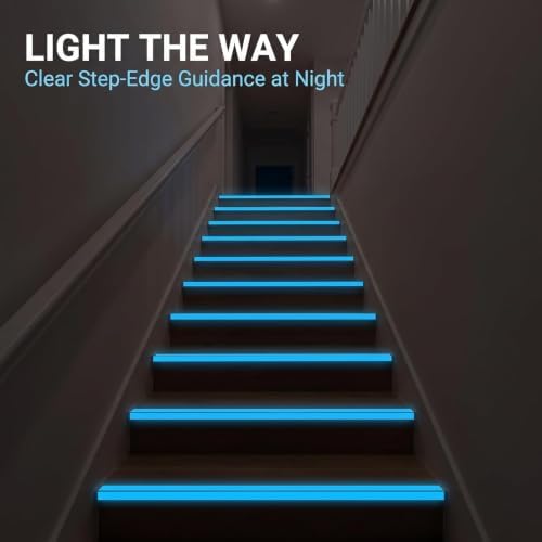 3Pcs Blue Glow in The Dark Tape,Safety Signs and Signals Glow in The Dark,9.8 inch Fluorescent Spike Sticker, Self-Adhesive Luminous Tapes Safety Warning Tapes,Blue - Image 6