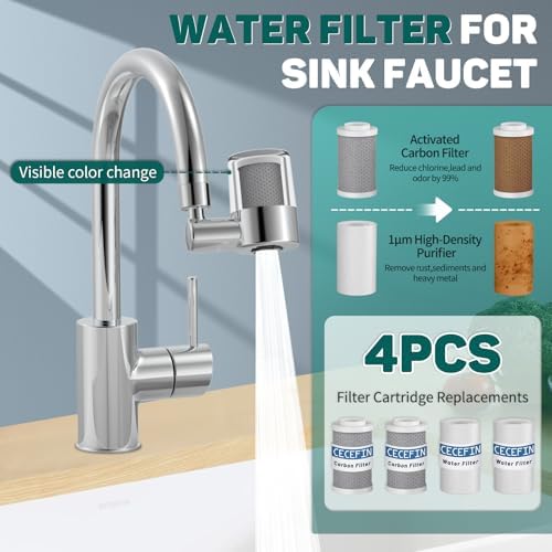 CECEFIN Sink Faucet Water Filters for Bathroom Kitchen, 99% Reduce Chlorine - Image 4