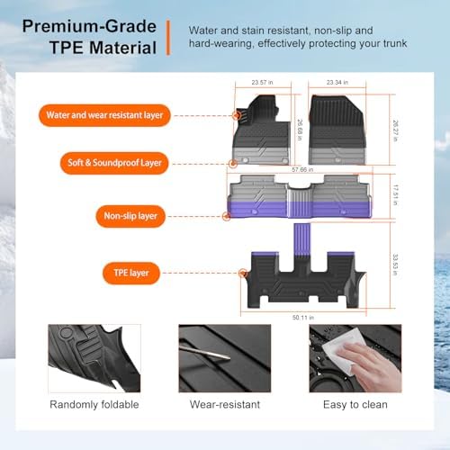 powoq Floor Mats Cargo Mat Compatible with 2020-2025 Kia Telluride - Image 5
