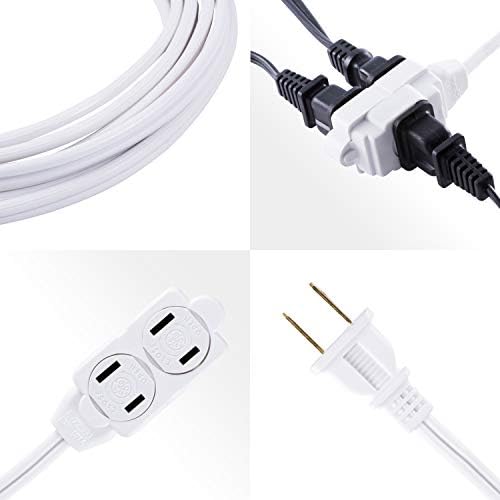 GE 12 Ft Extension Cord, 3 Outlet Power Strip, 2 Prong, 16 Gauge - Image 5