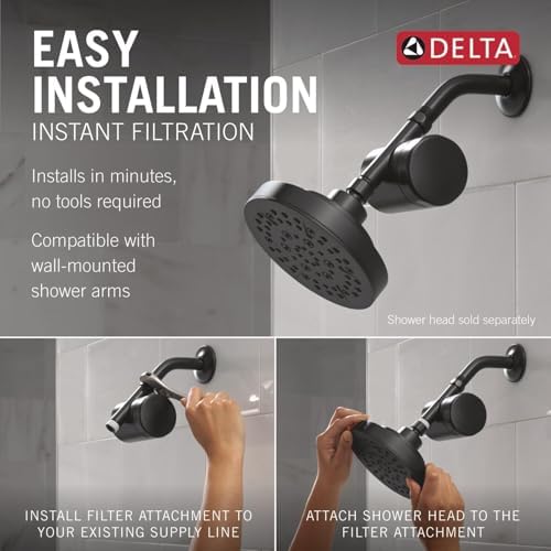 Delta Faucet Clarifi Standard Shower Filter Attachment with Filter, Shower Water Filter, Shower Head Filter, Matte Black 7SF100-BL - Image 4