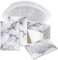 Earring Cards, Set Jewelry Making Supplies with 100 Pcs Earring Holder Cards 200 Pcs Earring Backs and 100 Jewelry Packaging for Earrings Necklace Jewelry Display, Bags 3.5x2.4 Inches (Marble White) by BOOMIBOO