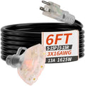 PlugSaf 6 FT 16/3 Outdoor Extension Cord with Multiple Outlets Black by PlugSaf