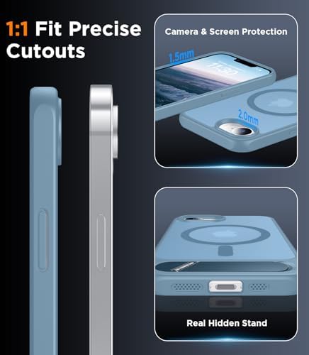 Temdan Magnetic Compatible with iPhone 17e Case & iPhone 16e Case,[Built-in Invisible Kickstand][Compatible with MagSafe][Military Grade Shockproof] Slim Translucent Matte Case for iPhone 16e/17e 6.1" - Image 6
