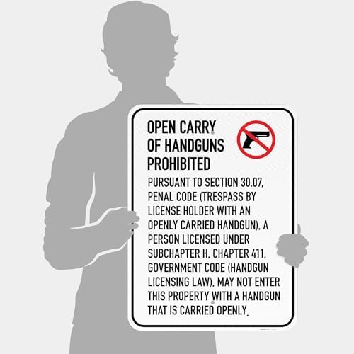 No Open Carry of Handgun Prohibited Texas §3007 Sign, - Image 4