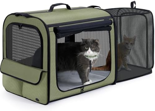 Dog Car Carrier Light Weight,Expandable,Foldable Dog Carrier, Green by pecute