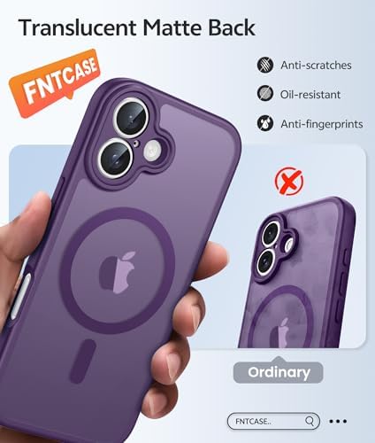 FNTCASE for iPhone 16 Case, Fit for Magsafe, Screen Protector, Purple - Image 6