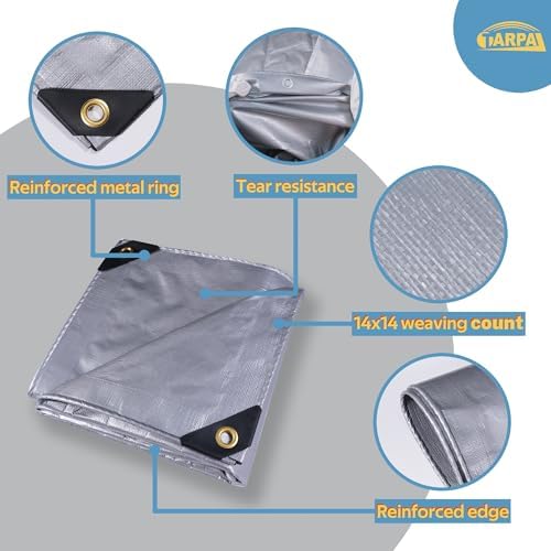 TARPAL 15x25 tarp,Heavy Duty Tarp 14mil Silver Reflective Tarps - Image 3
