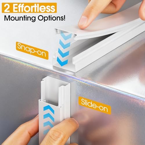 Wire Covers for Cords on Wall, 212.6in Cord Hider Wall, Cord Covers for 2-3 Wires on Wall, Paintable Cable Hider Raceway, Easier Set-up Wire Hider, Self-Adhesive Cable Cover, W0.95 H0.55in, White - Image 6