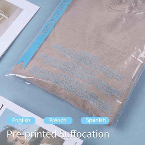 POLYSELLS 500 Count 9"x12" Strong Self Seal Clear Poly Bags with Suffocation Warning for Packaging, Shipping, T-Shirts, Clothes & FBA, Permanent Adhesive - Image 3