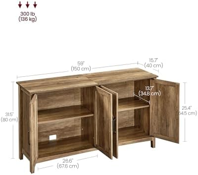 VASAGLE Buffet Cabinet, Coffee Bar, Adjustable Shelf - Image 3