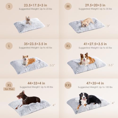 EHEYCIGA Fluffy Dog Crate Bed, Plush Extra Large Plus Dog Pillow, Grey - Image 3