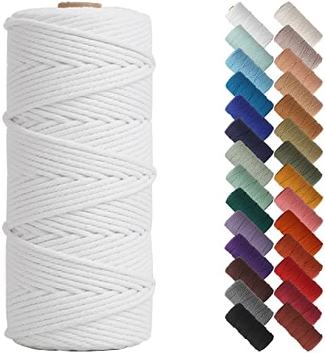 NOANTA White Macrame Cord 3mm x 109yards, Colored Cotton Rope Macrame Yarn by NOANTA
