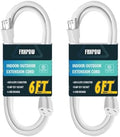 Indoor Outdoor Extension Cord 6 FT Waterproof, 16/3 Gauge Heavy Duty White Extension Cords, 13A 1625W SJTW Extension Cord with 3 Prong Grounded Plug, Great for Tools, Lights, UL Listed, 2PK by FNXPOW