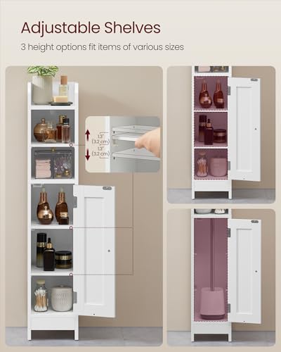 VASAGLE Small Storage Corner Floor Cabinet with Door, 36.2" H, Cloud White - Image 5