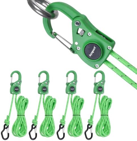 Ayaport Rope Tie Down Ratchet with Carabiner Clip 1/4" x 12', 4pcs by Ayaport