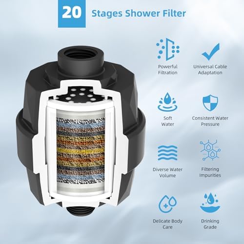 Hibbent 12'' Filtered Rain Shower Head with 16'' Extension Arm, Matte Black - Image 6