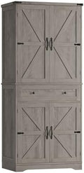 HOSTACK Kitchen Pantry Storage Cabinet, Farmhouse Pantry Cabinet, Ash Gray by HOSTACK