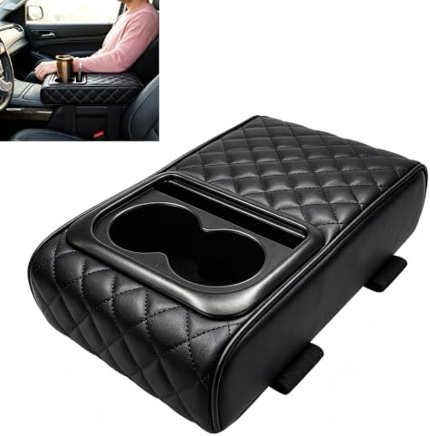 Car Armrest Cushion with Cup Holder, Memory Foam Console Cover by Unknown