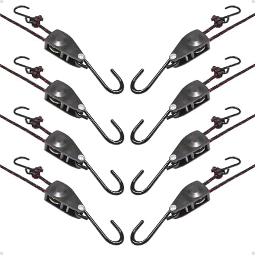 1/4" Rope Tie Downs Ratchet, Retractable Ratchet Strap, Kayak Straps by EVMANZ