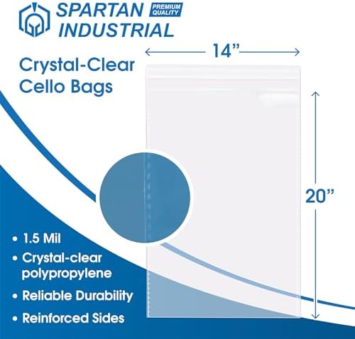 14x20 Clothing Shipping Bags, 100 Count - Clear Self-Seal Cellophane - Image 2