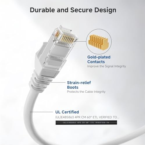 Cable Matters 10Gbps 5-Pack Snagless Cat 6 Ethernet Cable, 4ft, White - Image 4