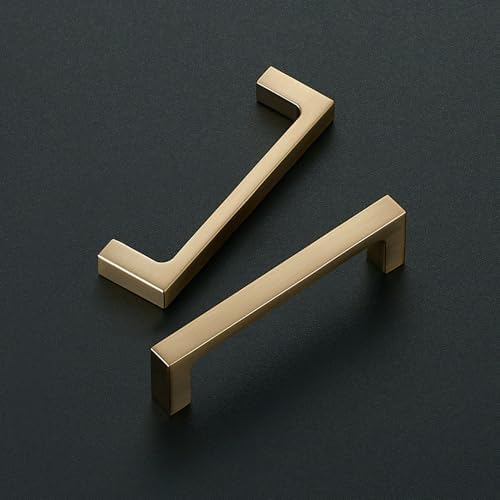 Ravinte Champagne Bronze Kitchen Square Cabinet Handles 3-1/2 Inch 5 Pack - Image 2