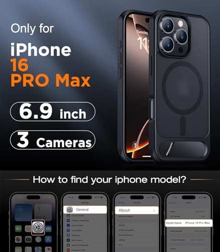 Temdan Magnetic Compatible with iPhone 16 Pro Max Case, [Built-in Invisible Kickstand][Compatible with MagSafe] [Military Grade Shockproof] Slim Translucent Matte Phone Case for iPhone 16 Pro Max 6.9" - Image 2
