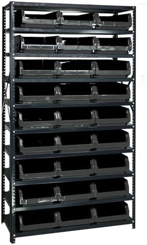 Quantum Storage Systems MSU-531BK Solid Heavy Duty 10 Shelves 27 MAGNUM Black Bins 75" H x 42" W x 18" D by QuantumStorageSystems