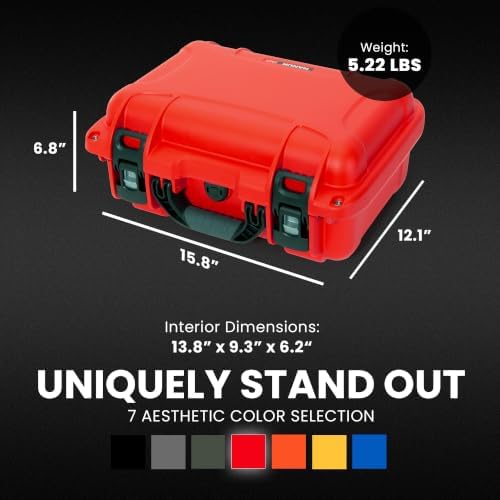 NANUK 915 Hard Case with Cubed Foam – Compact Waterproof Travel Camera Hard Case with Padded Dividers, 13.8” x 9.3” x 6.2” – Dustproof and Impact Resistant, Airline Carry-On Approved – Red - Image 5