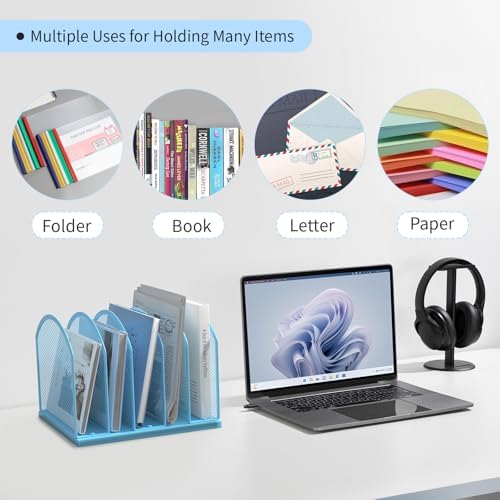 Gawerk 5-Section Vertical Desktop Organizer, 5-Section Mesh File Folder Stand Sorter for Office Home Classroom Organization - Image 6