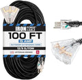 Iron Forge Cable 12 Gauge Extension Cord Multi Outlet, 100 Ft - Black SJTW by IronForgeCable