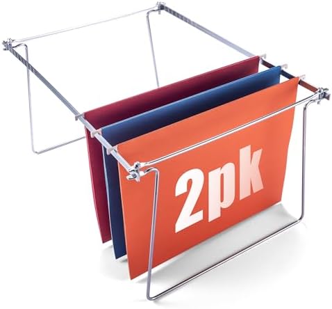 Officemate Hanging File Frame, Letter Size, Adjustable 14 to 18-Inches, 2 Count (Pack of 1),Silver, 91990 by Officemate