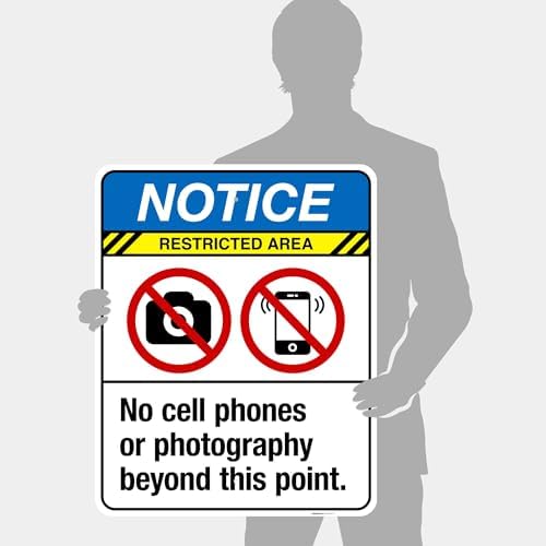 No Cell Phones Or Photography Beyond This Point Sign, ANSI Notice Sign, - Image 4