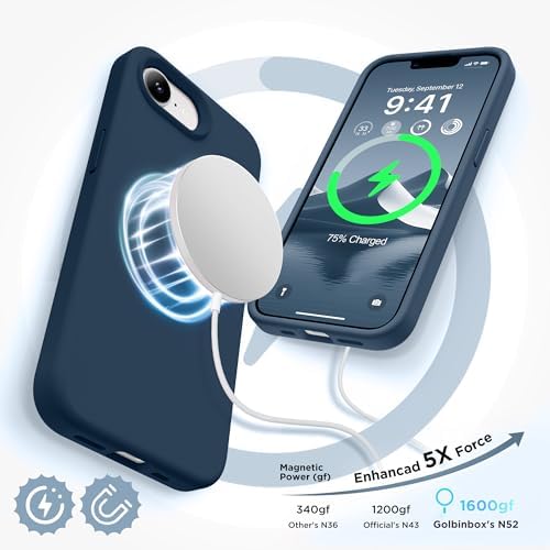GolbinBox Magnetic for iPhone 17e/16e Case, Silicone Cover, Dark Blue - Image 3