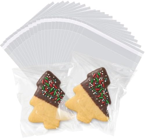 WIKDAY 200PCS Cookie Bags 4x4 Inches Clear Self Sealing Cellophane Bags by WIKDAY