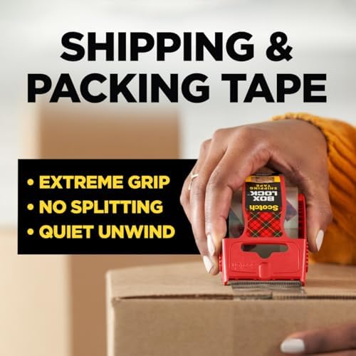 Scotch Box Lock Packing Tape,Clear,Extreme Grip Box Packaging Tape for Shipping and Mailing,1.88 in. x 22.2 yd.,6 Rolls with Dispensers,(Pack of 6) - Image 2